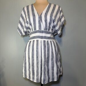 American Eagle Gray & White Open‎ Back Striped Playsuit /  Romper Size M